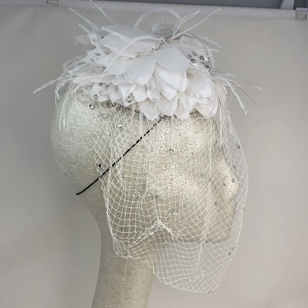 Eric Javits White Wedding Bridal Veil Hat